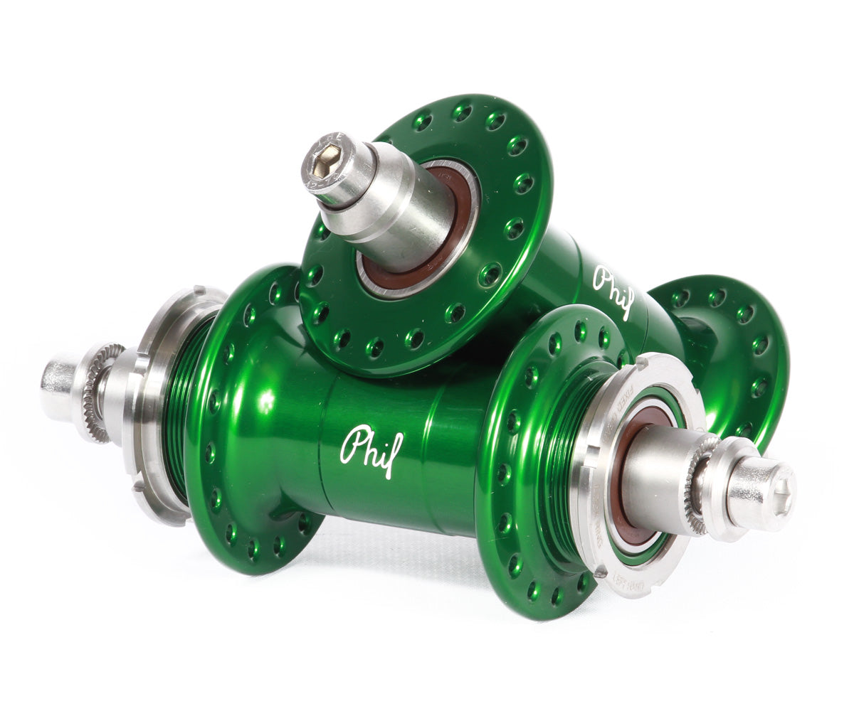 Phil Wood low flange track fixed gear hub set - anodized colors