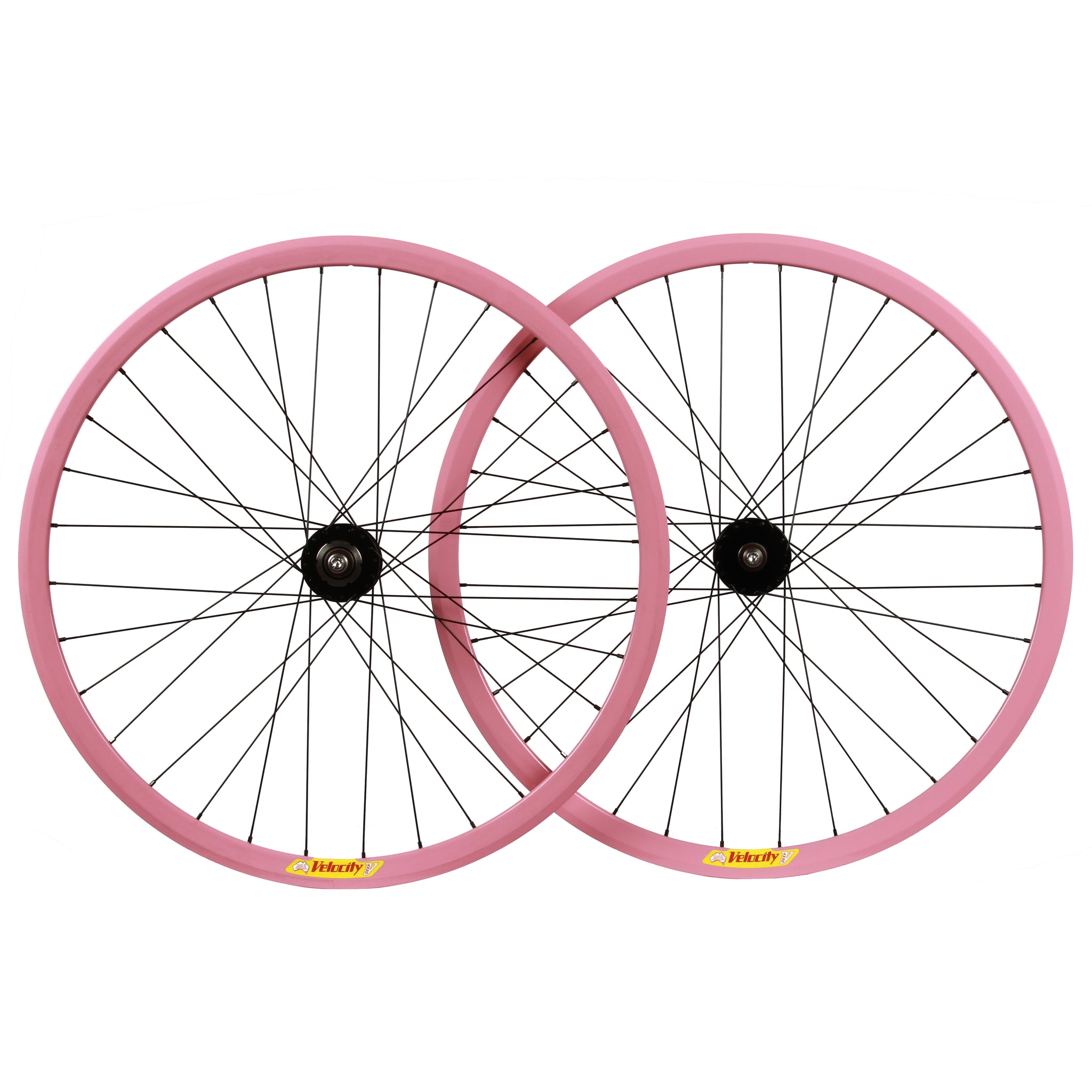 NOS Velocity Deep V/Phil Wood wheelset - bubblegum pink - Retrogression Fixed Gear