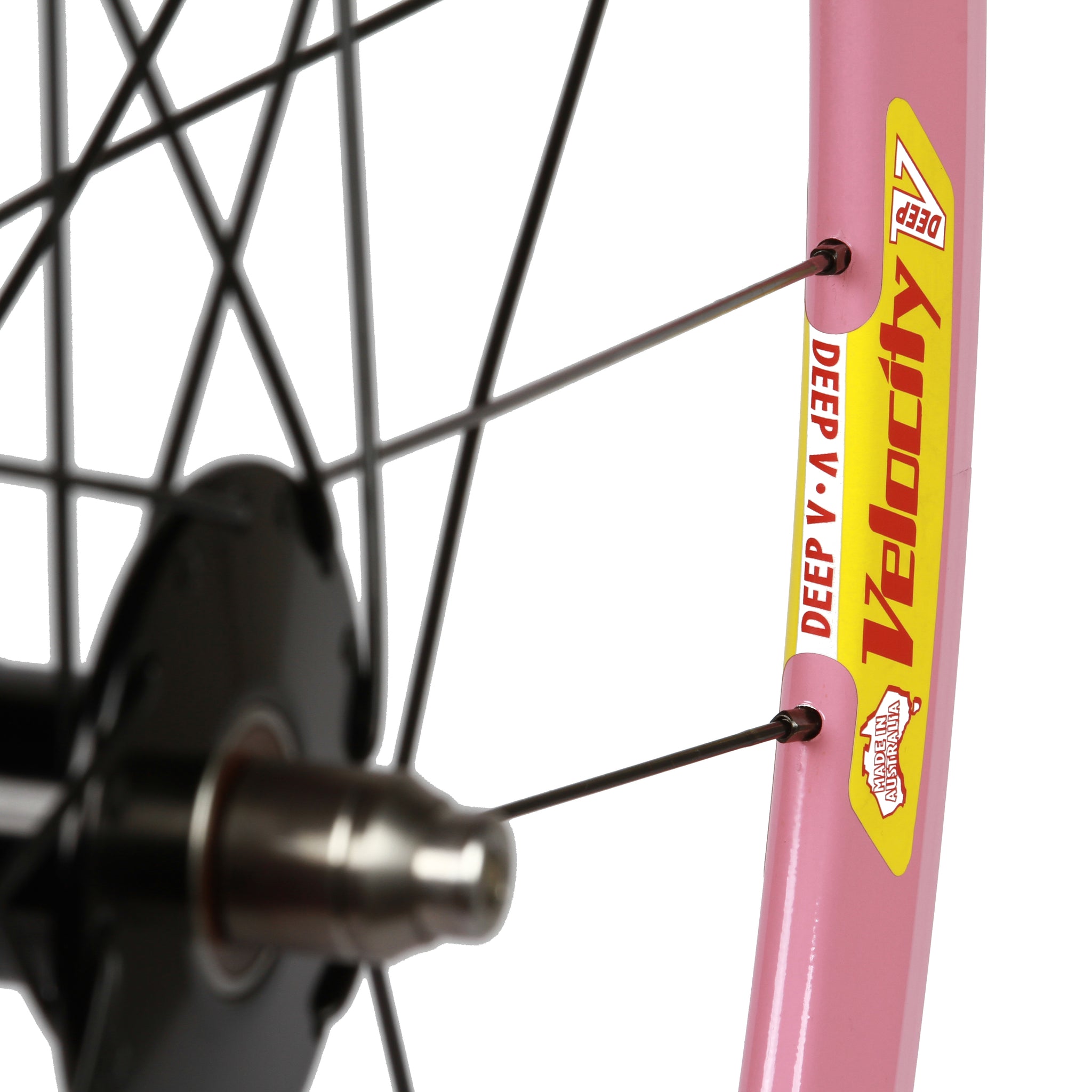 NOS Velocity Deep V/Phil Wood wheelset - bubblegum pink - Retrogression Fixed Gear