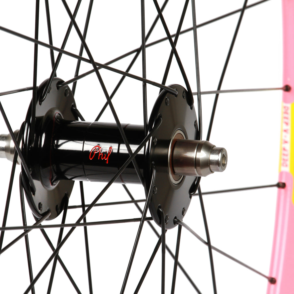 NOS Velocity Deep V/Phil Wood wheelset - bubblegum pink - Retrogression Fixed Gear
